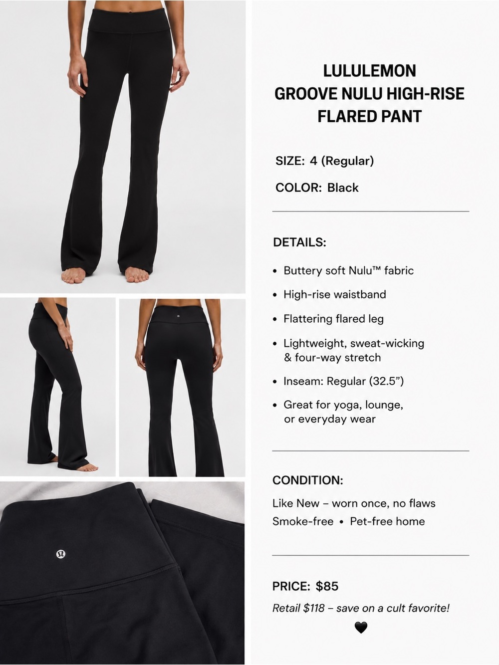 lululemon Groove Nulu High-Rise Flared Pant - Black
